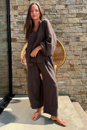 Santos Cushion Cotton Heathcliff Blouse Chocolate